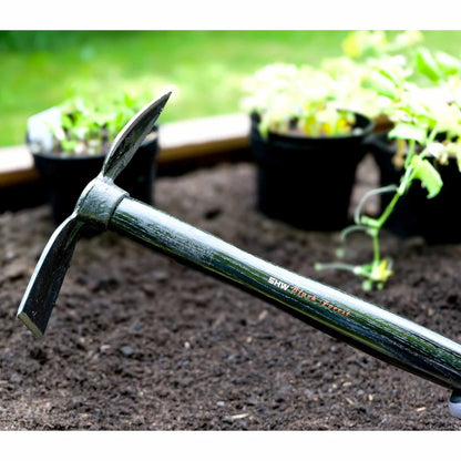 German Handheld Duo-Hoe with flat and pointed blade, ash handle 40 cm